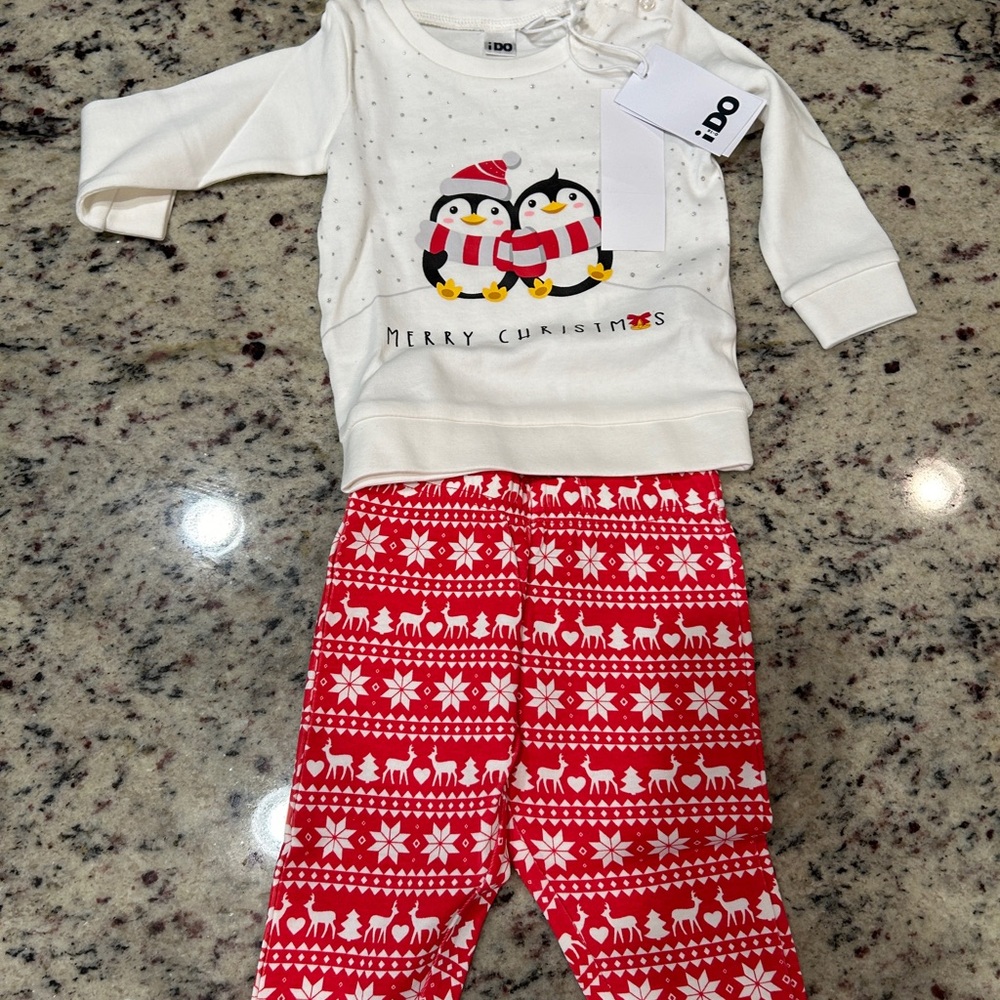 Kids Christmas Pajamas - Red and White